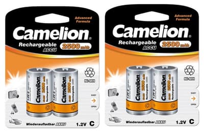 Camelion 4st laddningsbara batterier C NiMH 2500mAh