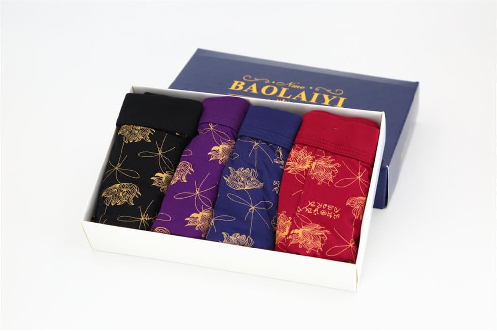 Kalsonger i bomull med blomtryck - 4 pack (M)
