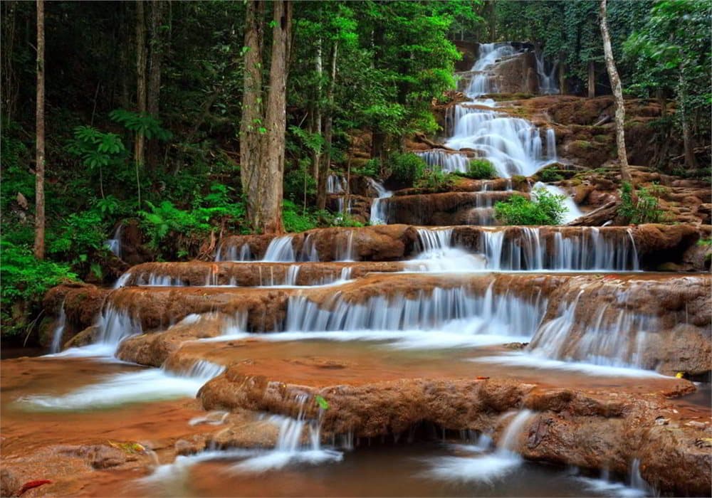 Fototapet vattenfall i skogen, Thailand