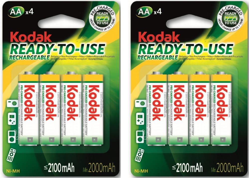 8-pack AA batteri laddningsbara , 2100 mAh, Kodak NiMH