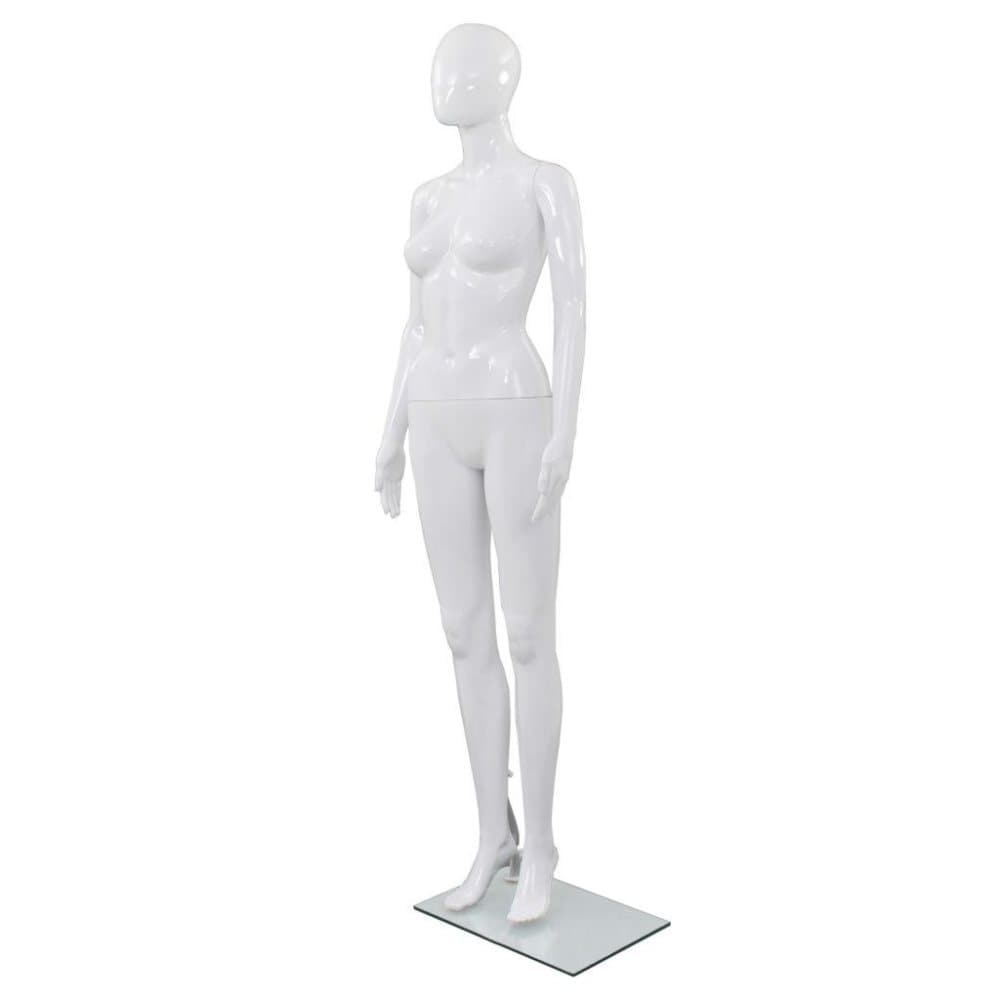 vidaXL Fullbody kvinnelig utstillingsdukke med glassbase hvit 175 cm
