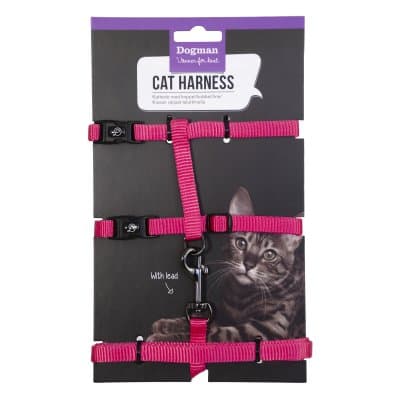 Kattsele-set Findus Justerbar nylonsele med koppel (10mm x 120cm) för katt. Fem olika färger.