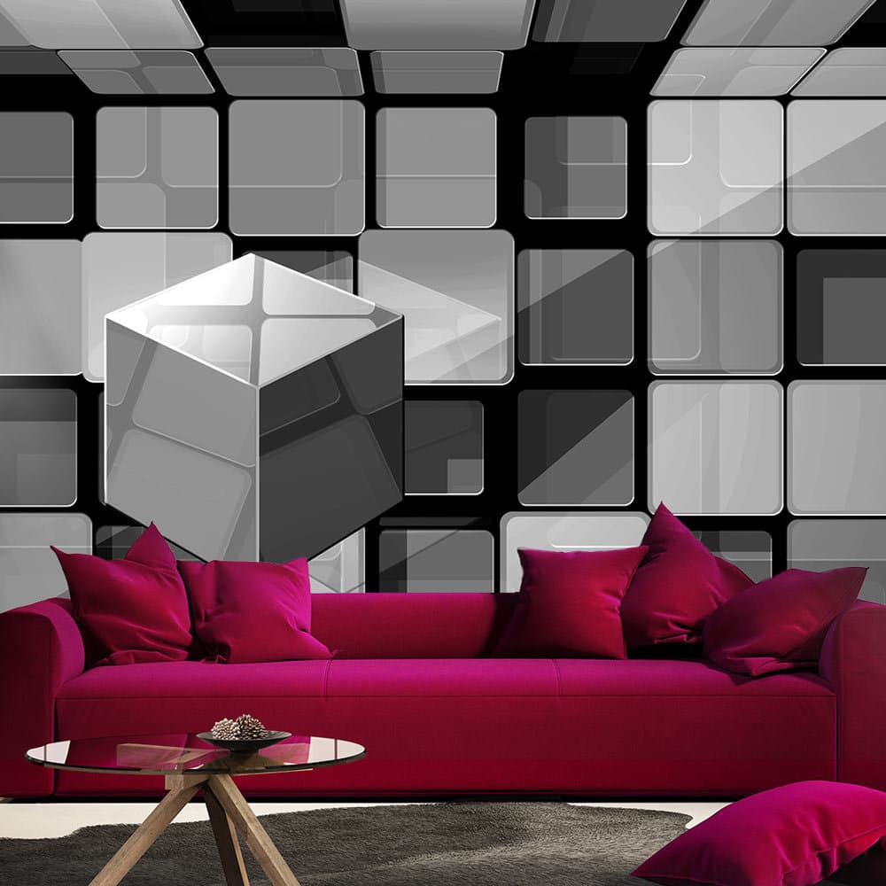 Fototapet - Rubik's cube in gray (300 x 210 cm)