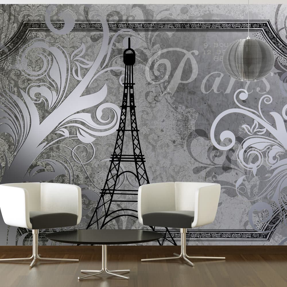 Fototapet - Vintage Paris - silver (300 x 210 cm)