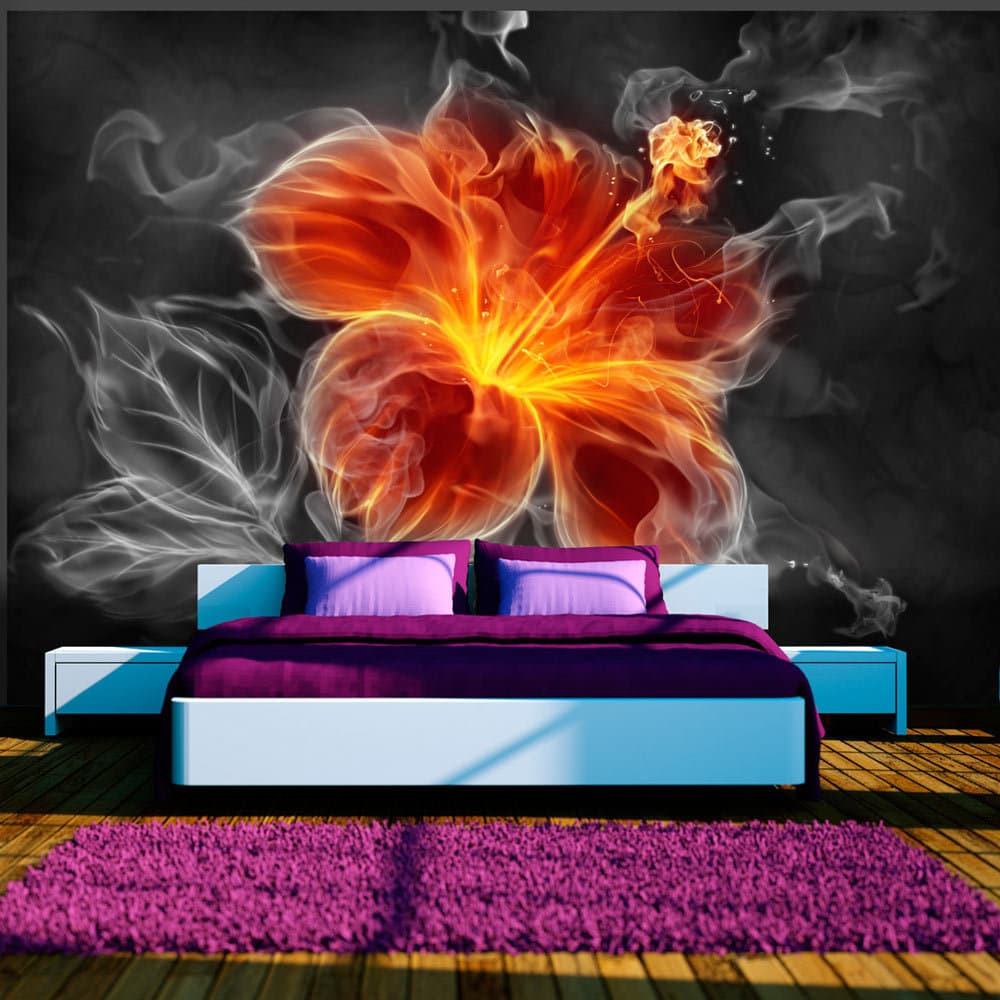 Fototapet - Fiery flower inside the smoke (350 x 245 cm)