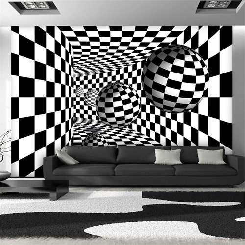 Bild av Fototapet - Black & White Corridor (300 x 210 cm)