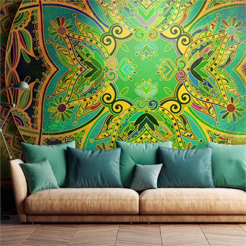 Bild av Fototapet - Mandala: Emerald Fantasy (350 x 245 cm)