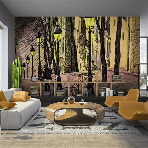 Bild av Fototapet - Lonely walk through Montmartre (350 x 270 cm)