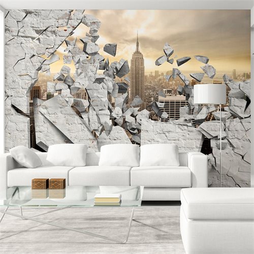 Bild av Fototapet - NY - City behind the Wall (350 x 245 cm)