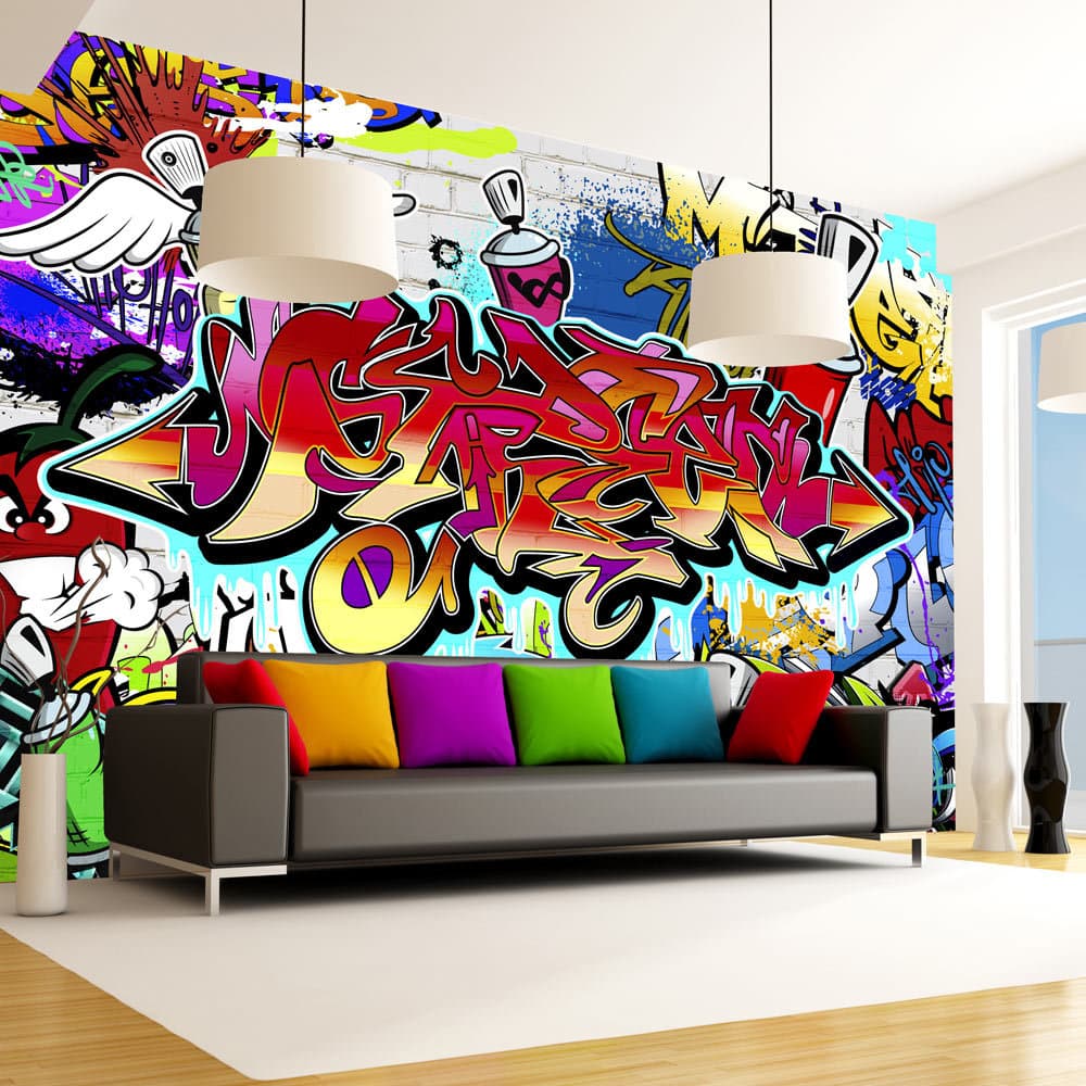 Fototapet - Street art:red theme (350 x 245 cm)