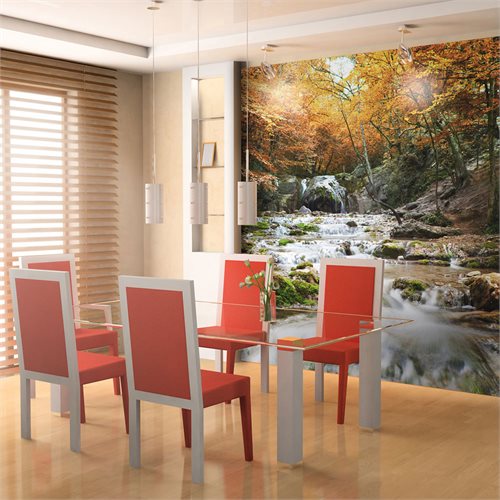 Bild av Fototapet - höst - vattenfall (400 x 309 cm)
