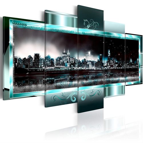 Bild av Tavla - Turquoise New York: Starry Night (100 x 50 cm)