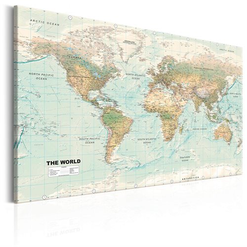 Bild av Tavla - World Map: Beautiful World (120 x 80 cm)