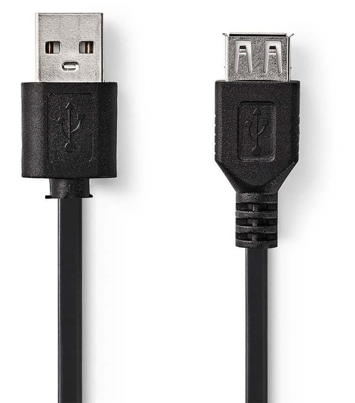 USB 2.0-kabel | A-hane – USB A-hona | 2.0 m | Svart