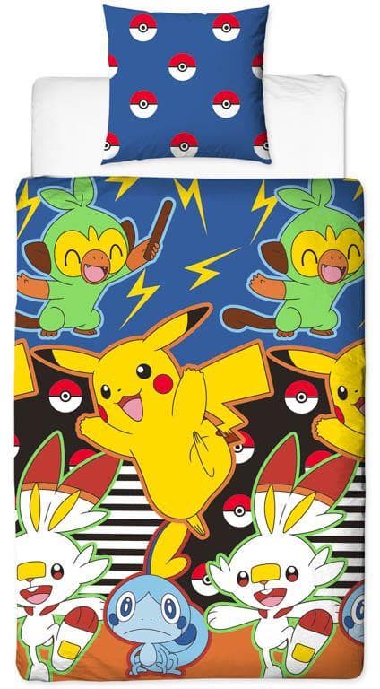 Pokemon Sengetøj - 140x200 cm - 100% bomuld - 2 i 1 sengetøj forskellige motiver på hver side