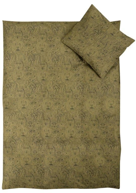 Junior Sengetøj - Army grønt med sort dyreprint - 100x140 cm - 100% økologisk bomuld