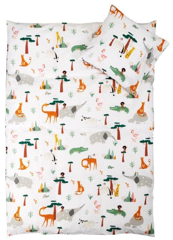 Baby sengetøj - Med safaridyr - 70x100 cm - 100% økologisk bomuld