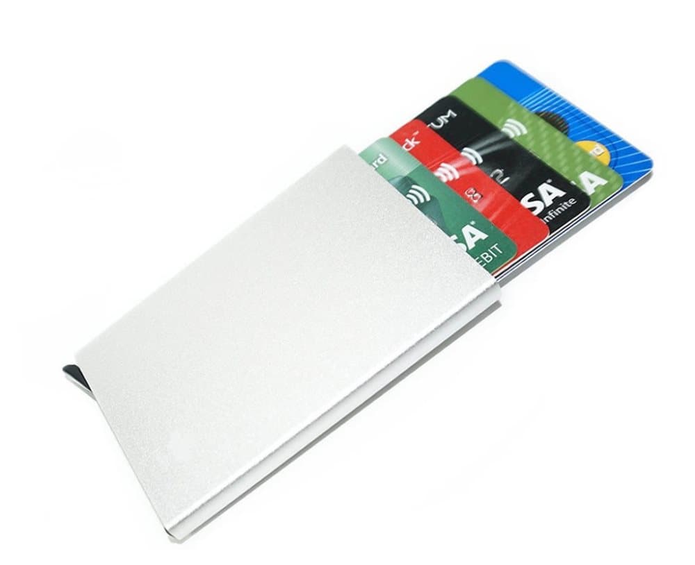 Sølv kortholder skubber Front 5-kortet - RFID sikkert