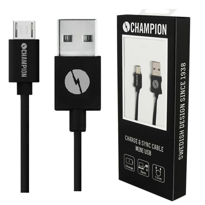 CHAMPION Toppkvalité MiniUSB Charge & Synk Kabel - 1.5m