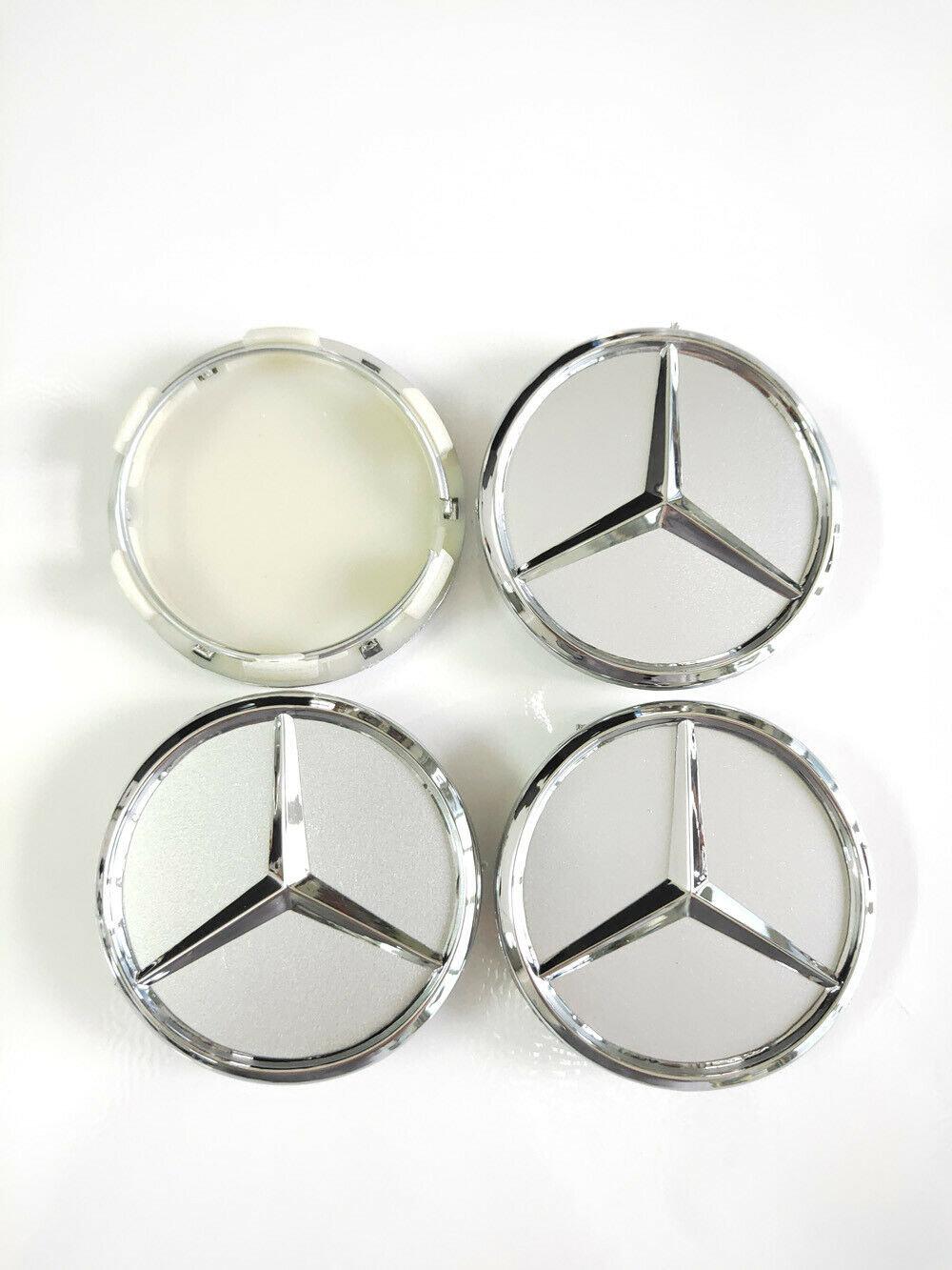 MB37 - 60MM 4-pak Center dækker Mercedes Benz krom