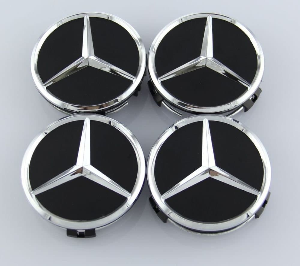 MB38 - 60MM 4-pack Centrumkåpor Mercedes Benz chrome