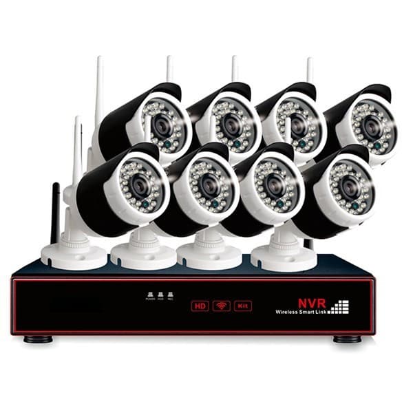 Overvågningssystem med 8 x trådløst FullHD-kamera og NVR