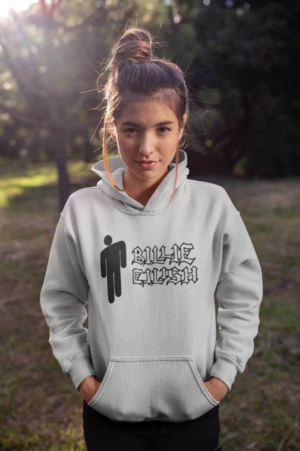 Billie Eilish grå huvtröja sweatshirt tröja t-shirt logo