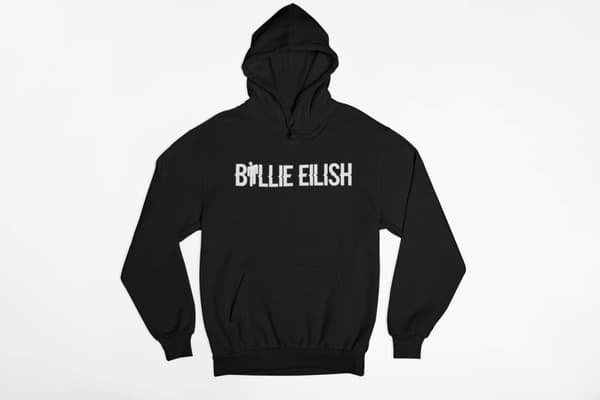 Billie Eilish text svart Hoodie huvtröja sweatshirt t-shirt