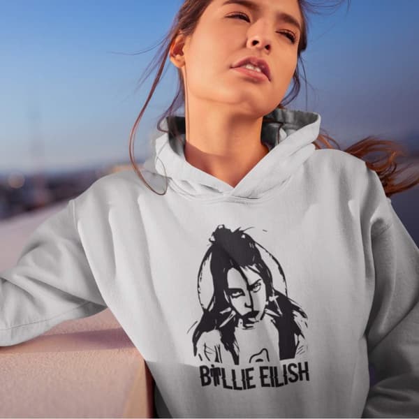 Billie Eilish barn Hoodie Cutout huvtröja t-shirt 152cl 12-13år