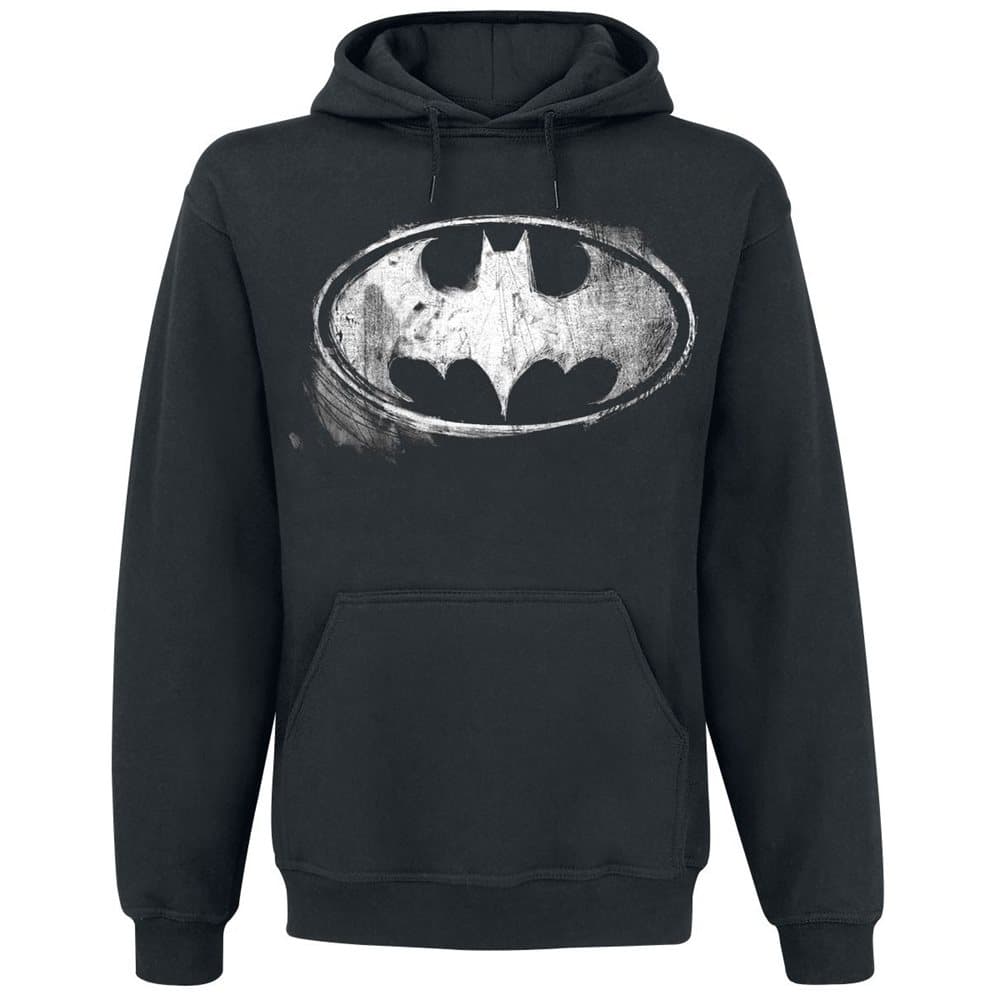 Batman Unisex Vuxna Distressed Monochrome Logo Pullover Hoodie