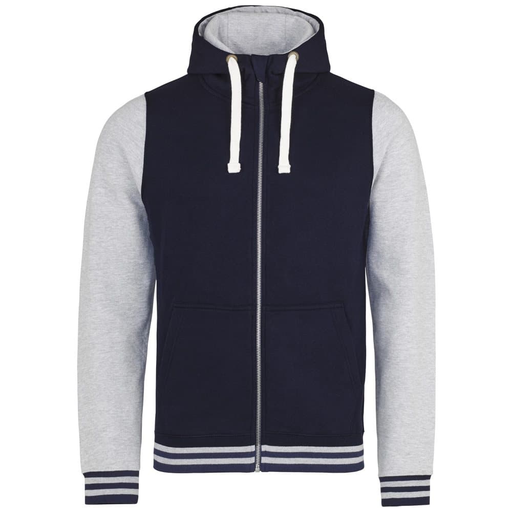 Awdis Just Hoods Vuxna Unisex Urban Varsity Hoodie med full dragkedja