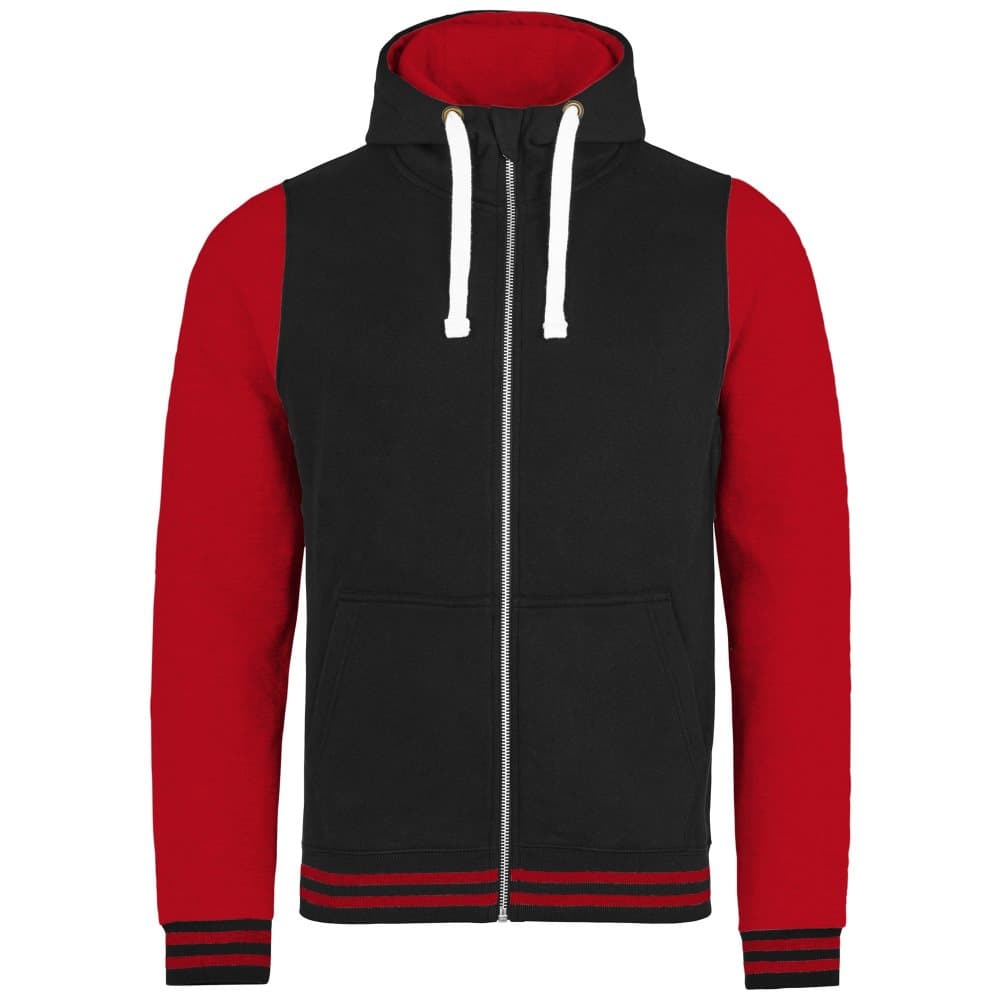 Awdis Just Hoods Vuxna Unisex Urban Varsity Hoodie med full dragkedja
