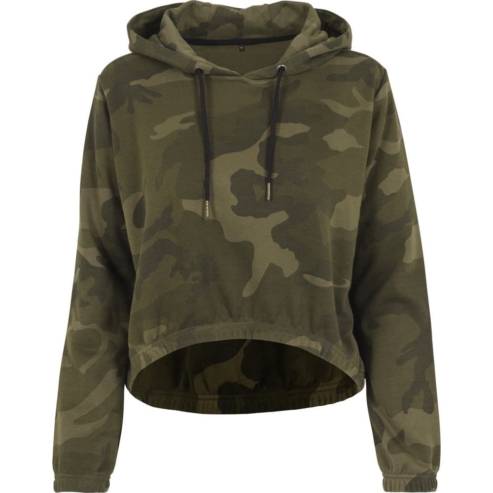 Build Your Brand Womens/Ladies Camo Cropped Hoodie