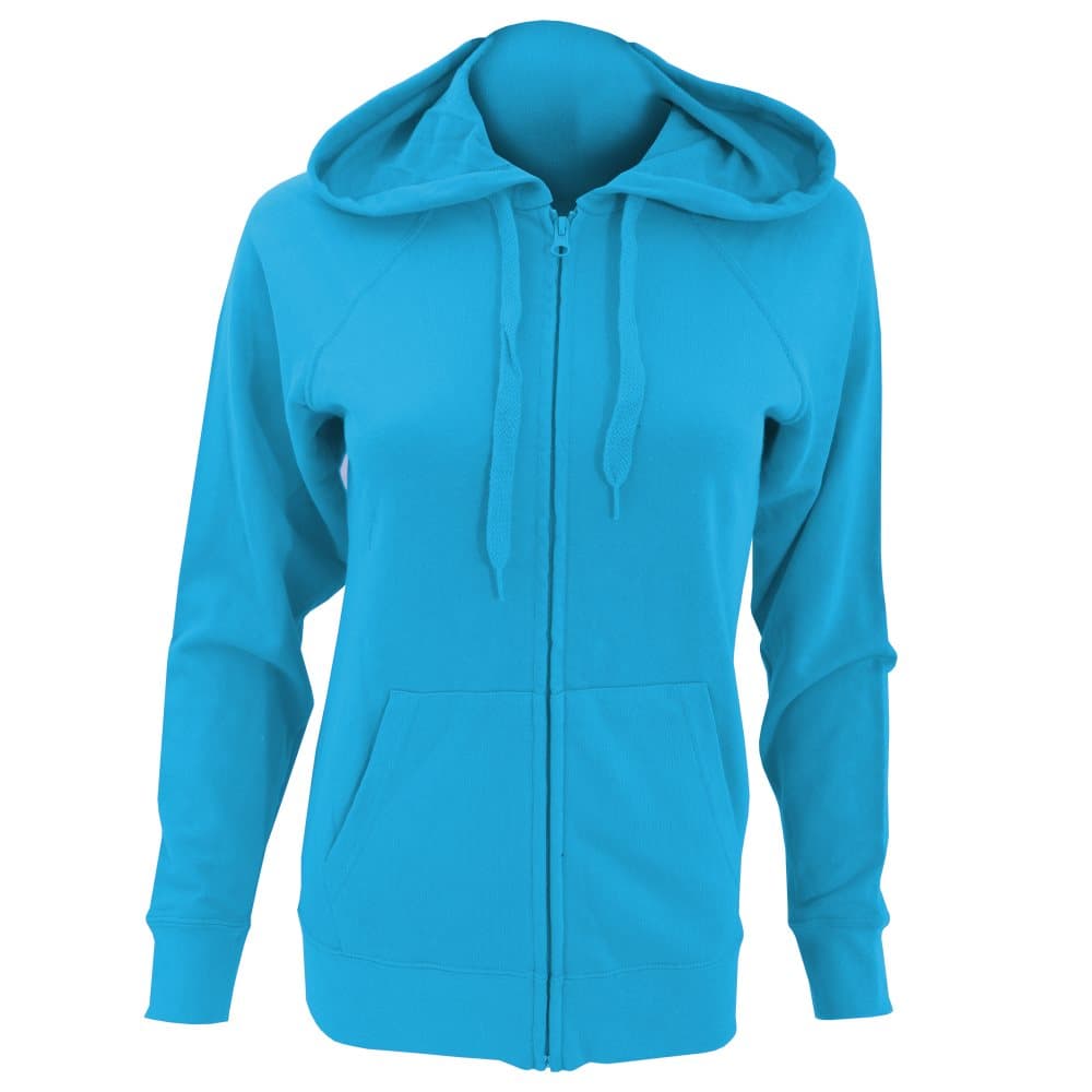 Fruit Of The Loom Ladies Fitted Lightweight Hooded Sweatshirts Jacket / Zoodie (240 GSM)