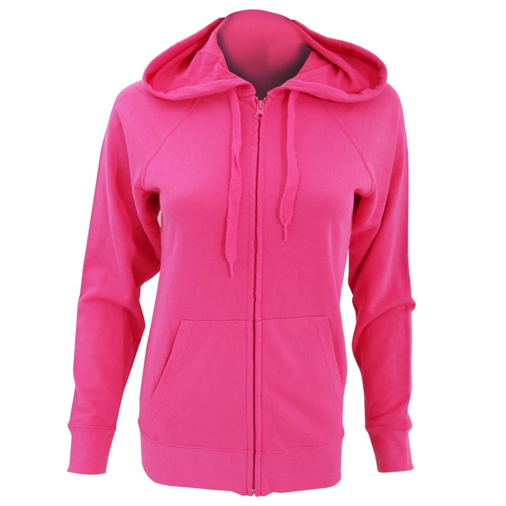 Fruit Of The Loom Ladies Fitted Lightweight Hooded Sweatshirts Jacket / Zoodie (240 GSM)