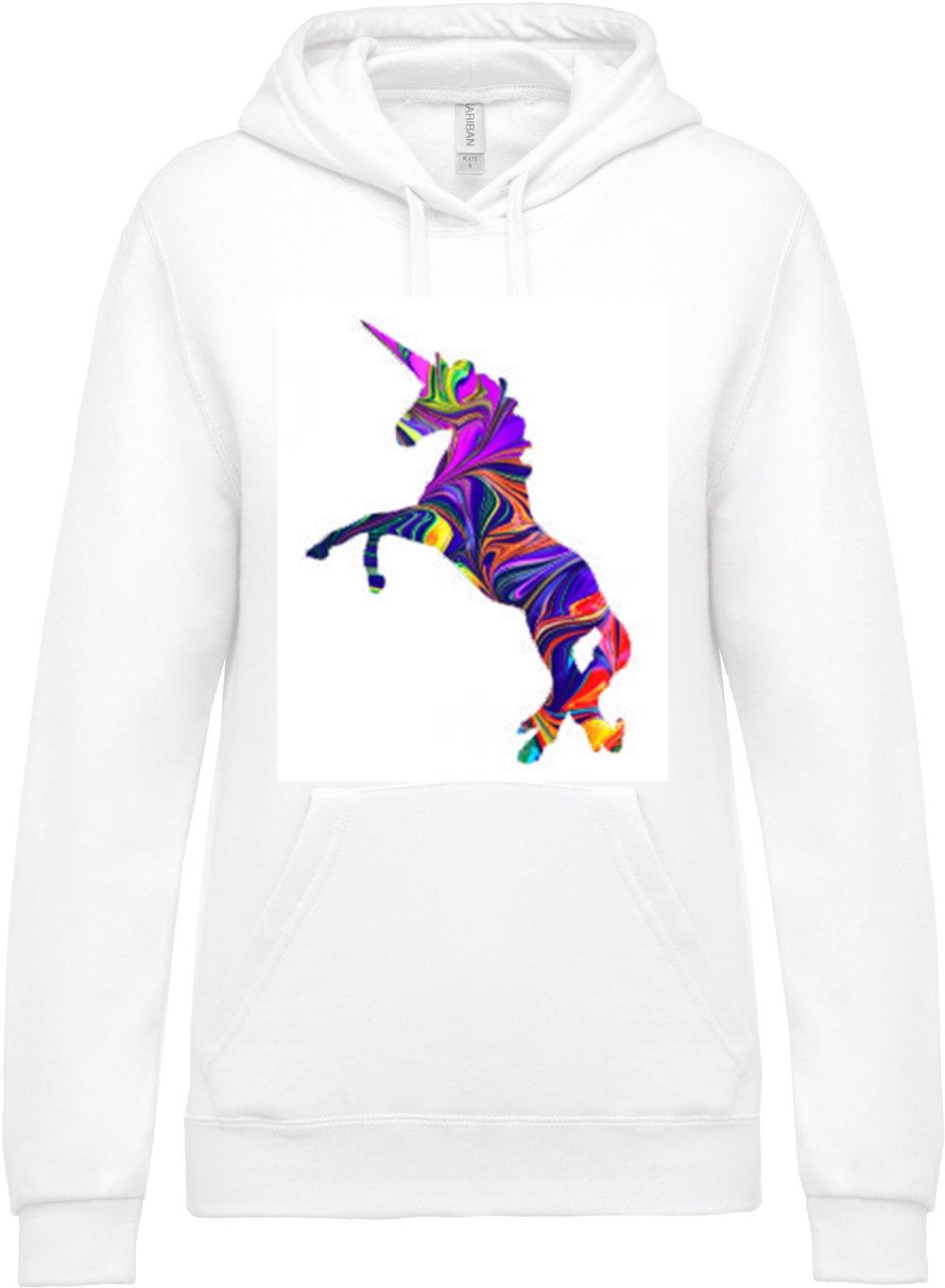 Hoodie Dam Vit Enhörning