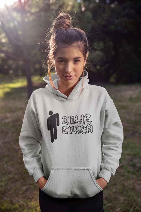 Billie Eilish barn Huvtröja grå Hoodie tröja t-shirt sweatshirt