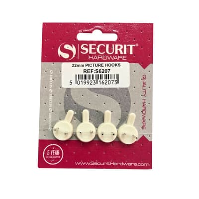 Securit Hard Wall Picture Hooks (Pack of 4)
