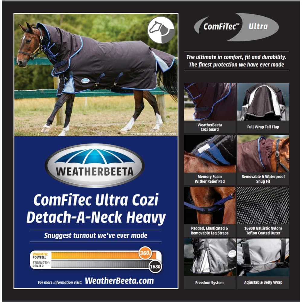 Weatherbeeta Comfitec Heavy Ultra Cozi Detach-a-neck Turnout Rug