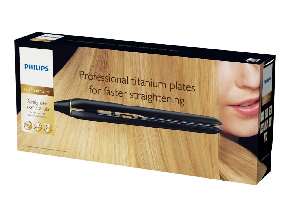 Philips Straightener med rörliga titanplattor, Plattång, Varm, 230 ° C, 10 s, Svart, Titan