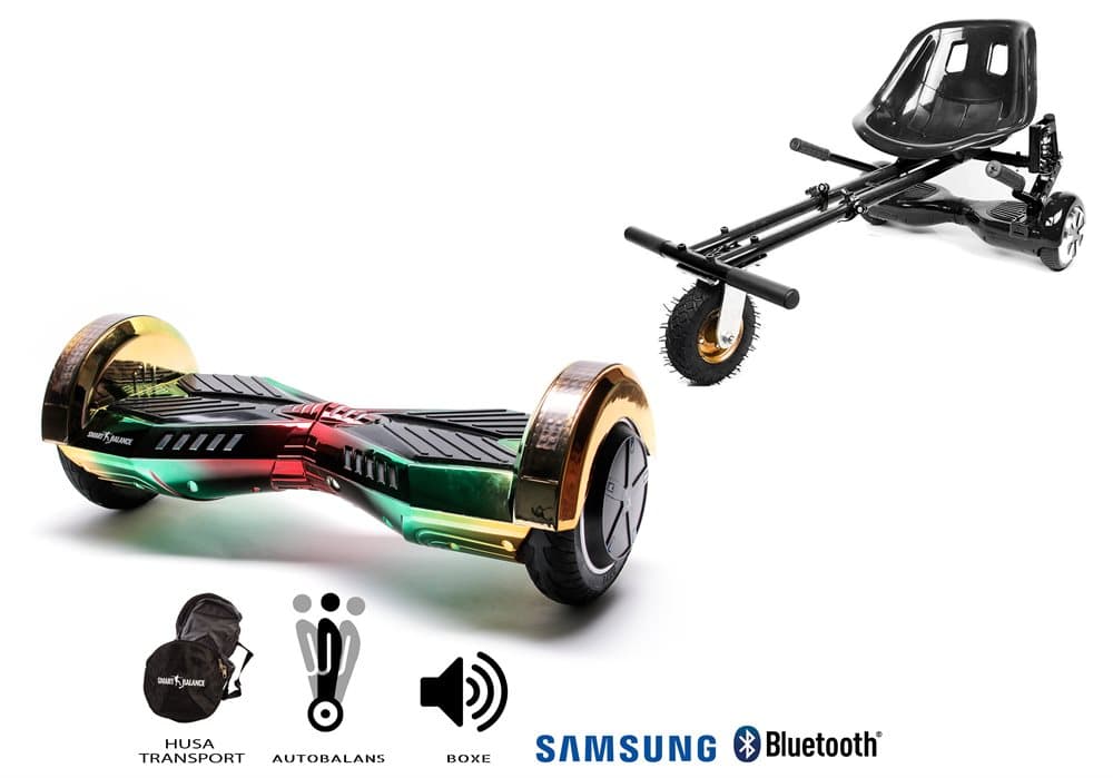 Pakke Hoverboard Transformers California 8 tommer + HoverKart Suspension, Smart Balance™ Premium Brand, Bluetooth, Bærepose, 700 W strøm, LED'er