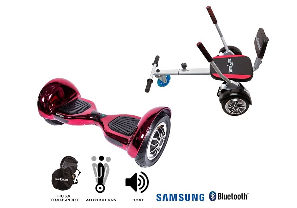 Pakke Hoverboard OffRoad Electro Pink 10 tommer + HoverKart Svamp, Smart Balance™ Premium Brand, Bluetooth, Bærepose, 700 W strøm, LED'er