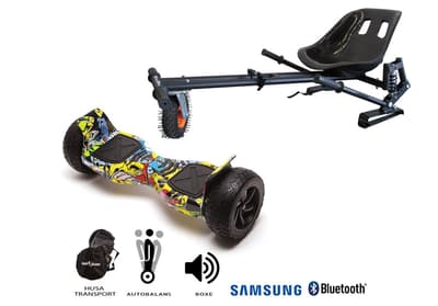 Paket Hoverboard Hummer HipHop 8.5 tums + HoverKart suspension, Smart Balance™ Premium Brand, Bluetooth, Samsung-batteri, 1000W ström, lysdioder