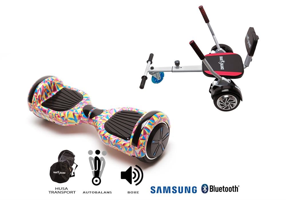 Paket Hoverboard Regular Abstract 6.5 tums+HoverKart svamp, Smart Balance™ Premium Brand, Bluetooth, Samsung-batteri, Bärväska, lysdioder