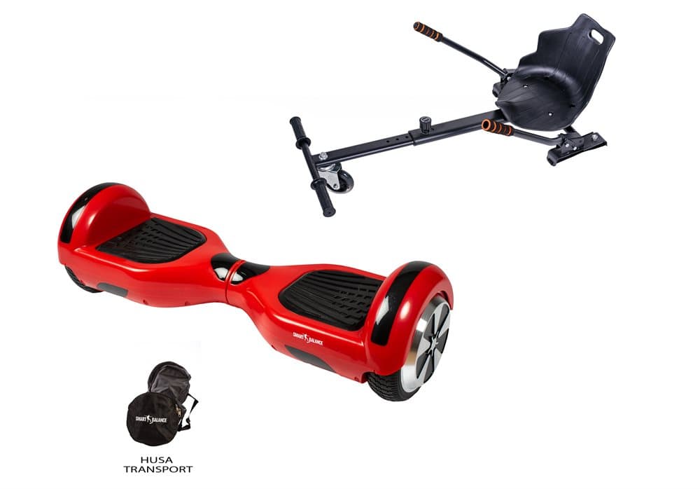 Pakke Hoverboard Regular Red, 6.5 tommer + HoverKart Sort, Smart Balance™ Premium Brand, 700 W strøm