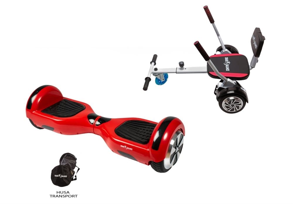 Pakke Hoverboard Regular Red, 6.5 tommer + HoverKart Svamp, Smart Balance™ Premium Brand, 700 W strøm