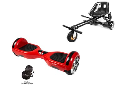 Pakke Hoverboard Regular Red 6.5 tommer + HoverKart Suspension, Smart Balance™ Premium Brand, Bluetooth, Bærepose, 700 W strøm, LED'er