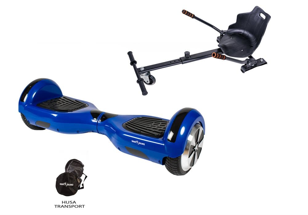 Pakke Hoverboard Regular Blå 6.5 tommer + HoverKart Sort, Smart Balance™ Premium Brand, 700 W strøm, LED'er