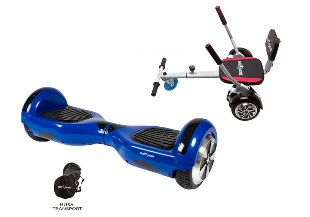 Pakke Hoverboard Regular Blå 6.5 tommer + HoverKart Svamp, Smart Balance™ Premium Brand, 700 W strøm
