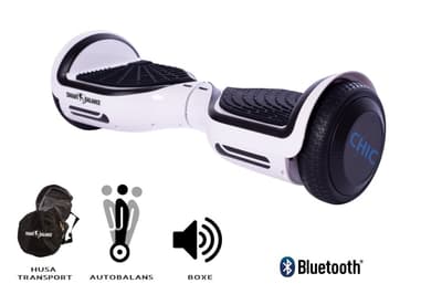Hoverboard Smart Balance™ Premium Brand, Regular White Chic, 6,5 tommer hjul, Bluetooth, indbyggede højttalere, LED'